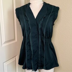 Converse One Star forest green sleeveless ruffle blouse M